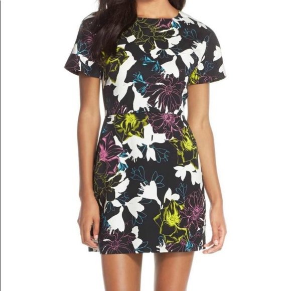 French Connection Black Floral Mini Dress - Picture 1 of 8